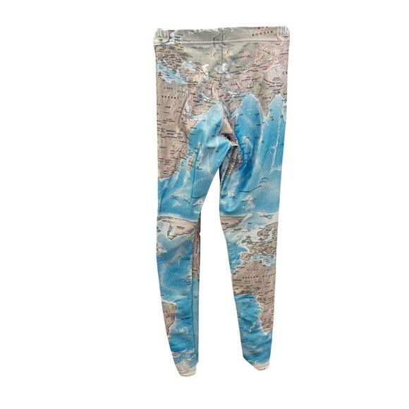 Black Milk World Map Geography AOP Print Leggings Blue Tumblr - Size XS - Picture 2 of 8